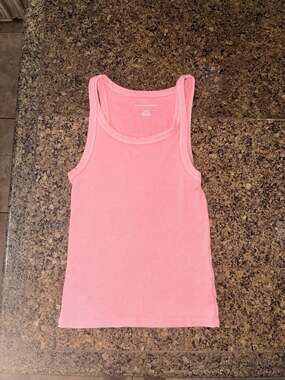 American Eagle Pink Ribbed Scoop Neck Tank Top Size Small